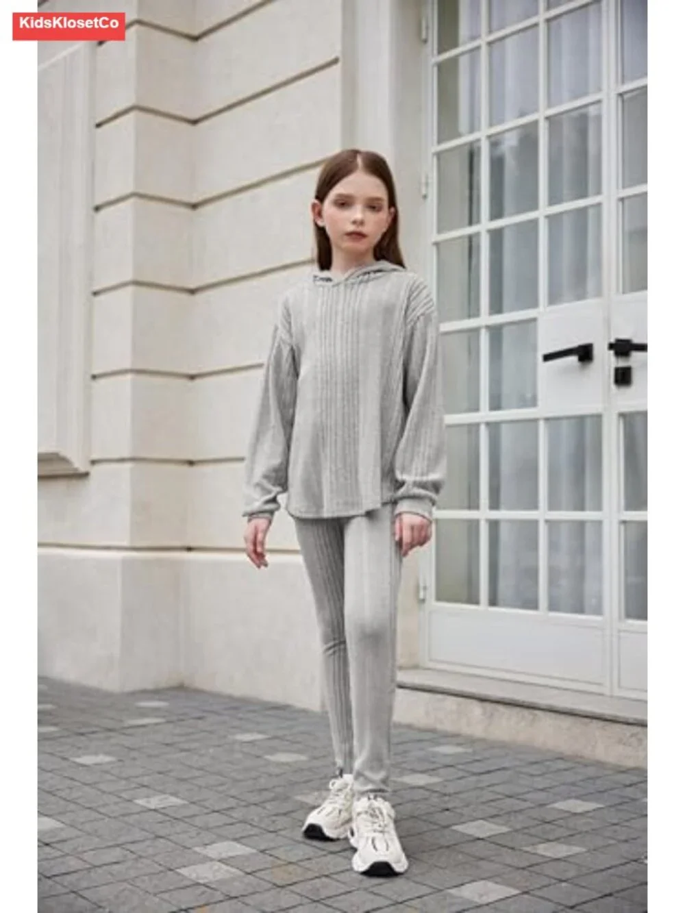 Girls 2-Piece Rib-Knit Sweatsuit Set Pullover & Sweatpants